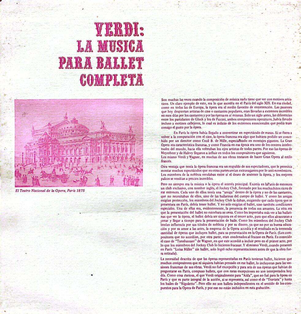 VERDI COMPLETE BALLET MUSIC, ANTONIO DE ALMEIDA – Vinyl – Italian – Verdi Musica Para Ballett