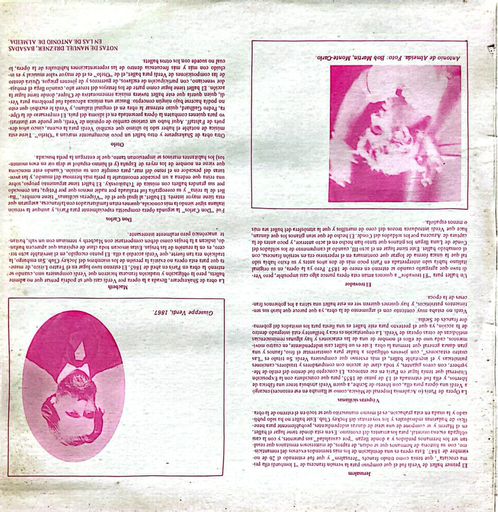 VERDI COMPLETE BALLET MUSIC, ANTONIO DE ALMEIDA – Vinyl – Italian – Verdi Musica Para Ballett